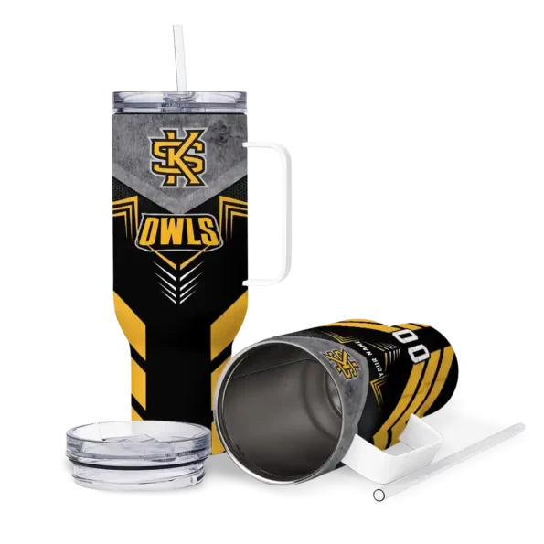 custom kennesaw state owls arrow armor gold black curved tumbler high quality.webp