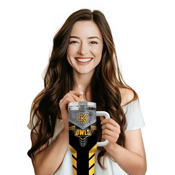 custom kennesaw state owls arrow armor gold black curved tumbler premium grade.webp