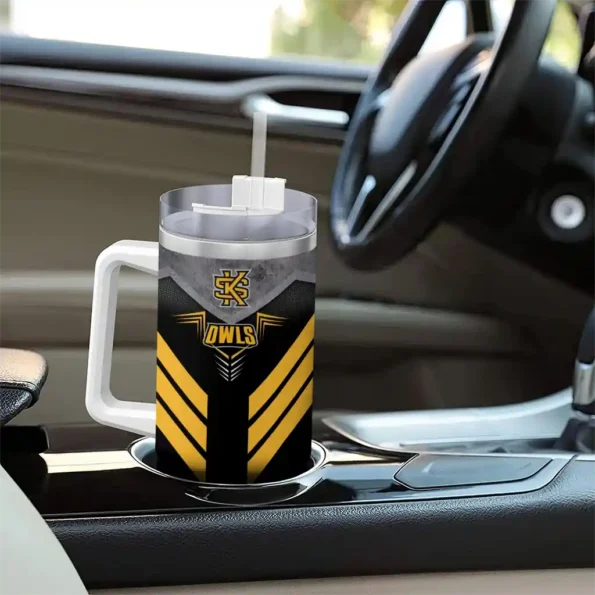 custom kennesaw state owls arrow armor gold black curved tumbler trendy.webp