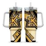custom kennesaw state owls arrow burst gold curved tumbler best selling.webp