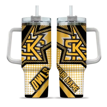 custom kennesaw state owls arrow burst gold curved tumbler best selling.webp
