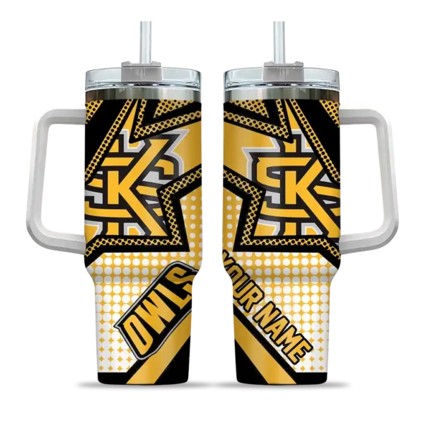 custom kennesaw state owls arrow burst gold curved tumbler best selling.webp
