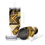 custom kennesaw state owls arrow burst gold curved tumbler best selling.webp