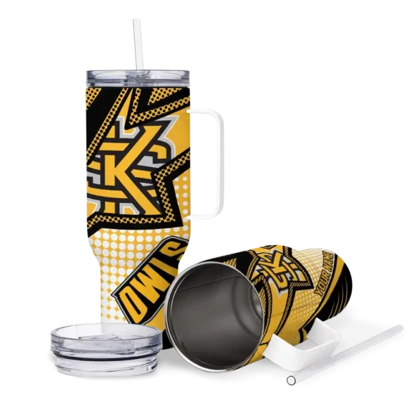 custom kennesaw state owls arrow burst gold curved tumbler high quality.webp