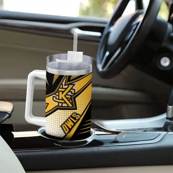 custom kennesaw state owls arrow burst gold curved tumbler trendy.webp