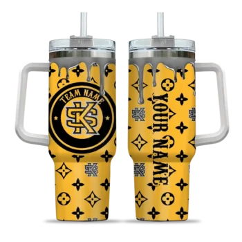 custom kennesaw state owls bullseye drips gold curved tumbler best selling.webp