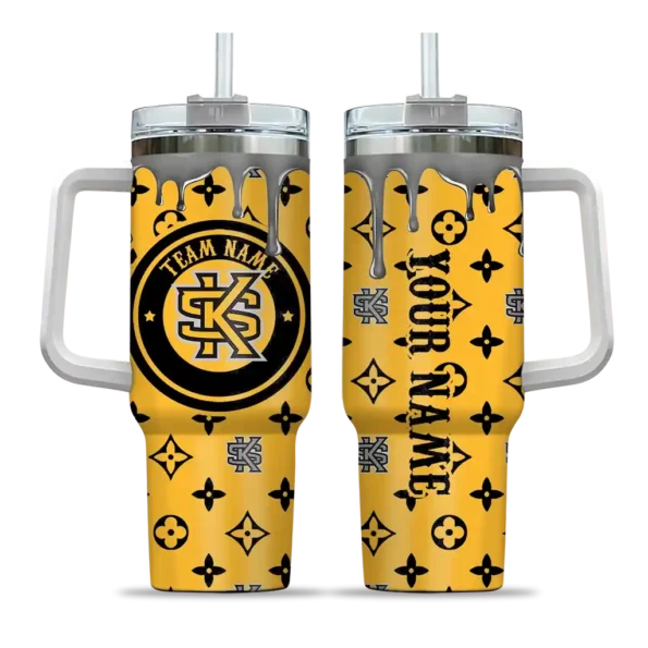 custom kennesaw state owls bullseye drips gold curved tumbler best selling.webp