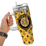 custom kennesaw state owls bullseye drips gold curved tumbler best selling.webp