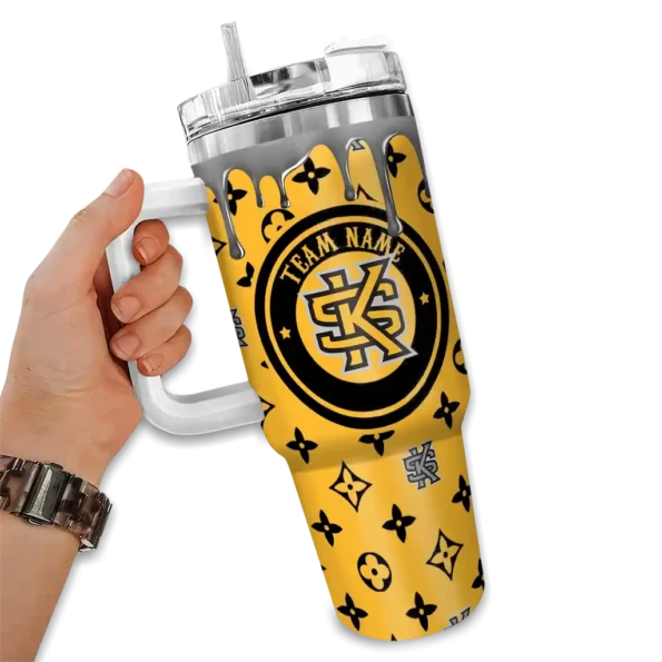 custom kennesaw state owls bullseye drips gold curved tumbler fashion forward.webp