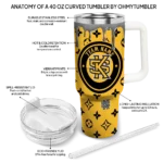custom kennesaw state owls bullseye drips gold curved tumbler best selling.webp