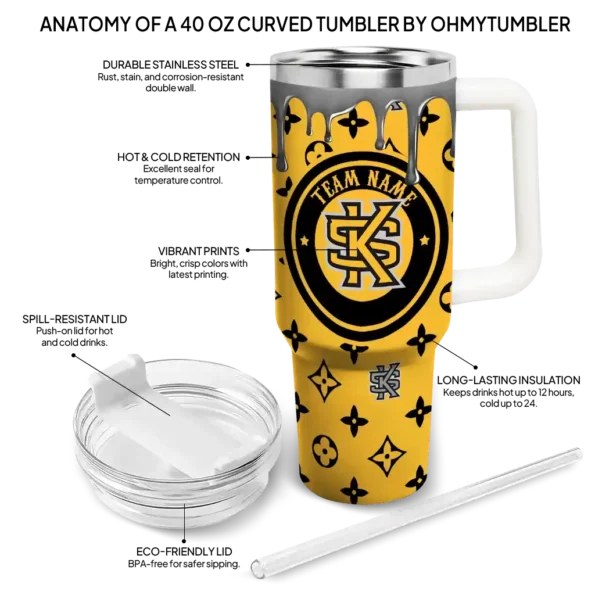 custom kennesaw state owls bullseye drips gold curved tumbler new arrival.webp