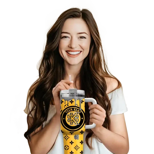 custom kennesaw state owls bullseye drips gold curved tumbler premium grade.webp
