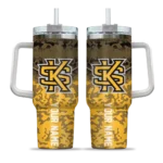 custom kennesaw state owls chevron stripe gold curved tumbler best selling.webp