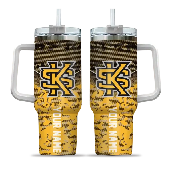 custom kennesaw state owls chevron stripe gold curved tumbler best selling.webp