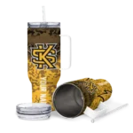 custom kennesaw state owls chevron stripe gold curved tumbler best selling.webp