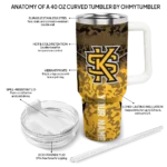 custom kennesaw state owls chevron stripe gold curved tumbler best selling.webp