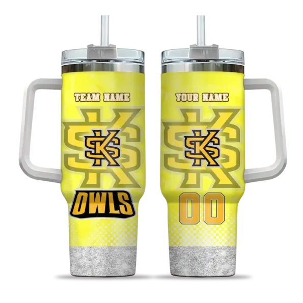 custom kennesaw state owls geometric prism gold curved tumbler best selling.webp
