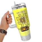 custom kennesaw state owls geometric prism gold curved tumbler best selling.webp