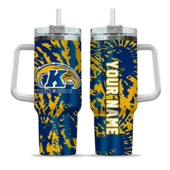 custom kent state golden flashes burst swirl navy blue curved tumbler best selling.webp