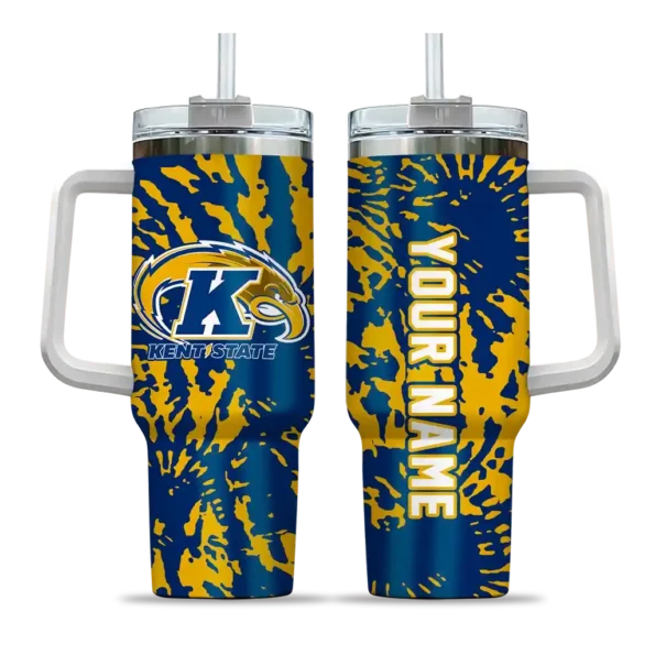 custom kent state golden flashes burst swirl navy blue curved tumbler best selling.webp