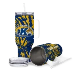 custom kent state golden flashes burst swirl navy blue curved tumbler best selling.webp
