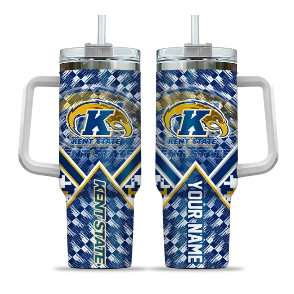 custom kent state golden flashes chevron angle navy blue curved tumbler best selling.webp