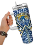 custom kent state golden flashes chevron angle navy blue curved tumbler best selling.webp