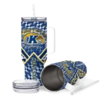 custom kent state golden flashes chevron angle navy blue curved tumbler best selling.webp