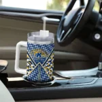 custom kent state golden flashes chevron angle navy blue curved tumbler best selling.webp