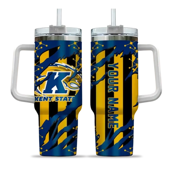 custom kent state golden flashes claw cut navy blue black curved tumbler best selling.webp