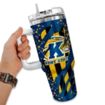 custom kent state golden flashes claw cut navy blue black curved tumbler best selling.webp