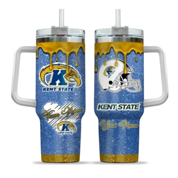 custom kent state golden flashes heart helmet motif navy blue curved tumbler best selling.webp