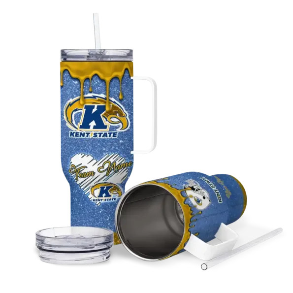custom kent state golden flashes heart helmet motif navy blue curved tumbler high quality.webp