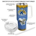 custom kent state golden flashes heart helmet motif navy blue curved tumbler best selling.webp