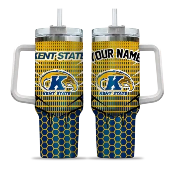 custom kent state golden flashes hex texture navy blue curved tumbler best selling.webp