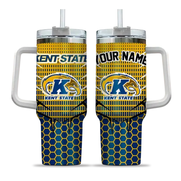 custom kent state golden flashes hex texture navy blue curved tumbler best selling.webp