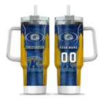 custom kent state golden flashes hexagon armor navy blue curved tumbler best selling.webp