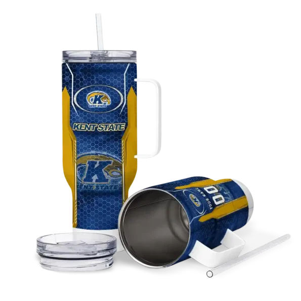 custom kent state golden flashes hexagon armor navy blue curved tumbler high quality.webp
