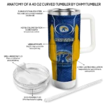 custom kent state golden flashes hexagon armor navy blue curved tumbler best selling.webp