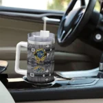 custom kent state golden flashes superman shield navy blue gray curved tumbler best selling.webp