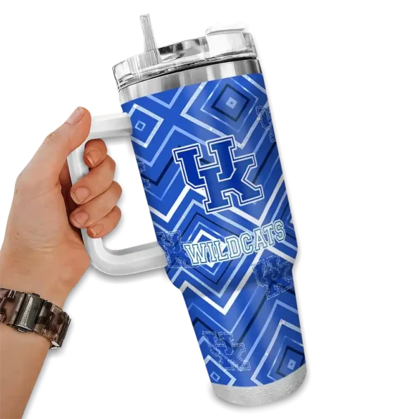 custom kentucky wildcats bold diamonds blue curved tumbler fashion forward.webp