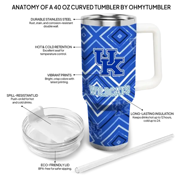 custom kentucky wildcats bold diamonds blue curved tumbler new arrival.webp