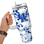 custom kentucky wildcats camo mashup blue white curved tumbler best selling.webp