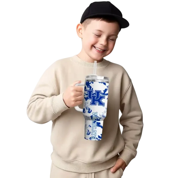custom kentucky wildcats camo mashup blue white curved tumbler latest model.webp
