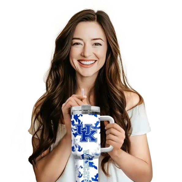 custom kentucky wildcats camo mashup blue white curved tumbler premium grade.webp