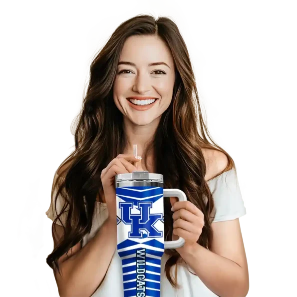 custom kentucky wildcats chevron layers blue curved tumbler premium grade.webp