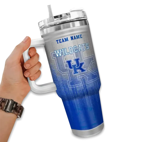 custom kentucky wildcats gradient dots blue curved tumbler fashion forward.webp