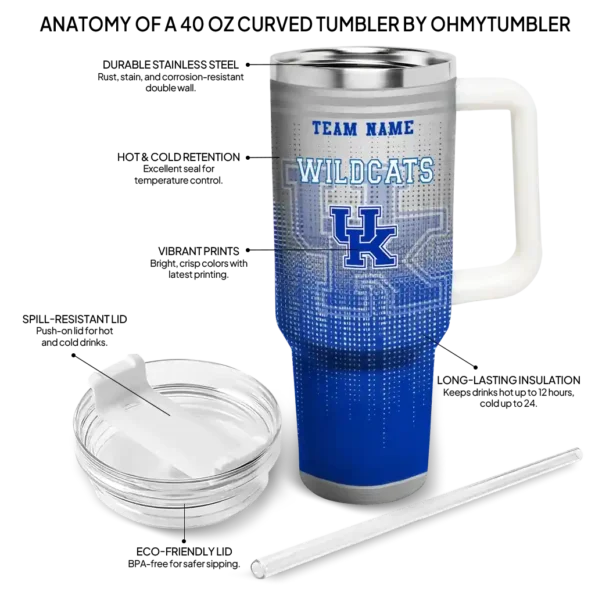 custom kentucky wildcats gradient dots blue curved tumbler new arrival.webp