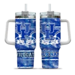 custom kentucky wildcats honey streaks blue curved tumbler best selling.webp