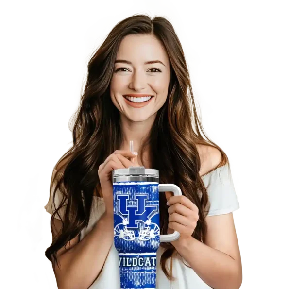 custom kentucky wildcats honey streaks blue curved tumbler premium grade.webp